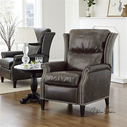 Kinetic Brown Leather Power Push Button Recliner