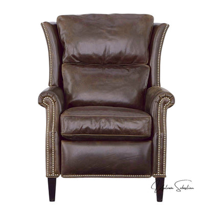 Kinetic Brown Leather Power Push Button Recliner
