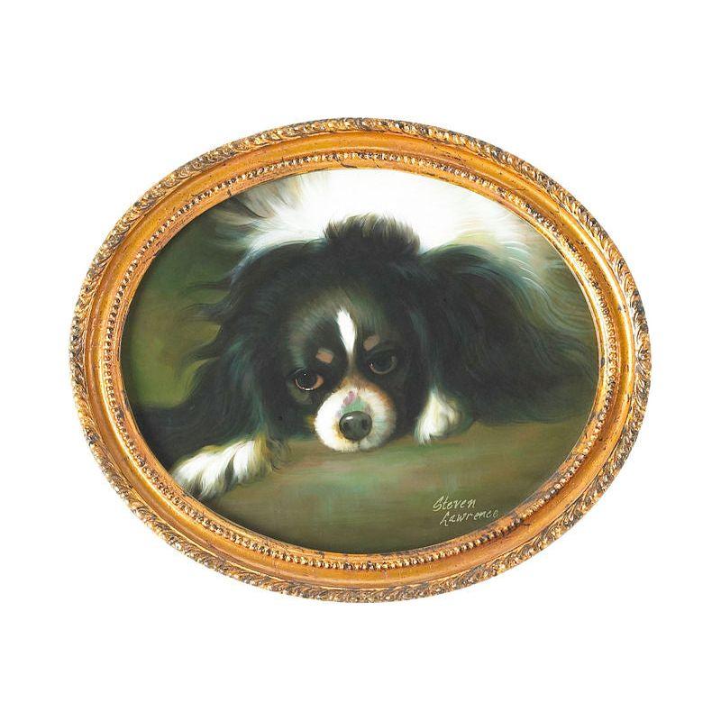 King Charles Spaniel Golden Oval Framed Artwork-Framed Wall Art-Chelsea House-LOOMLAN