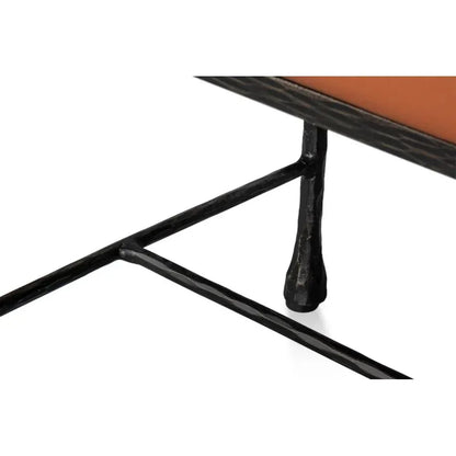 Kings Road Iron & Leather Bench - LOOMLAN - Sarreid - Bedroom Benches