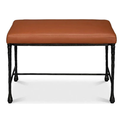Kings Road Iron & Leather Bench - LOOMLAN - Sarreid - Bedroom Benches