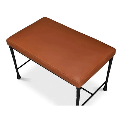 Kings Road Iron & Leather Bench - LOOMLAN - Sarreid - Bedroom Benches