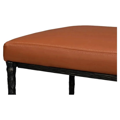 Kings Road Iron & Leather Bench - LOOMLAN - Sarreid - Bedroom Benches