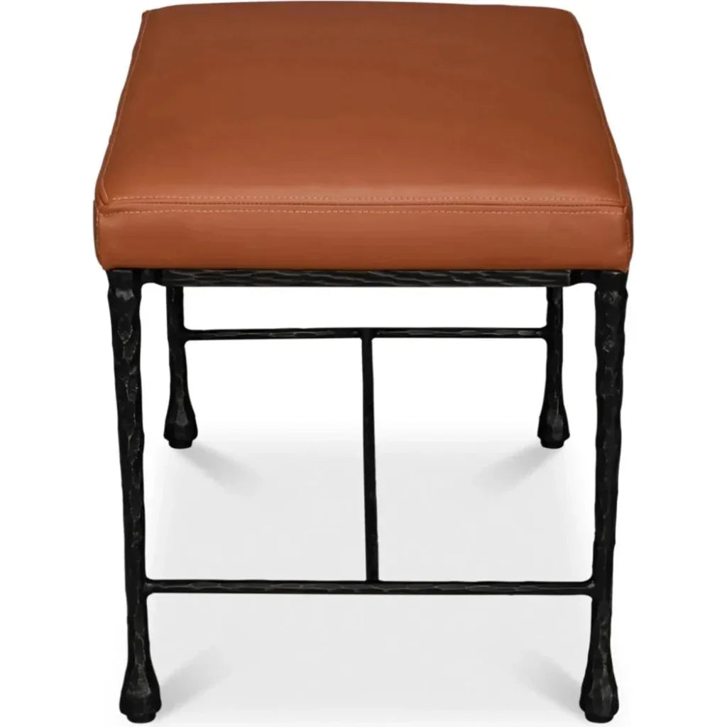 Kings Road Iron & Leather Bench - LOOMLAN - Sarreid - Bedroom Benches