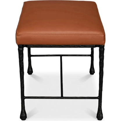 Kings Road Iron & Leather Bench - LOOMLAN - Sarreid - Bedroom Benches