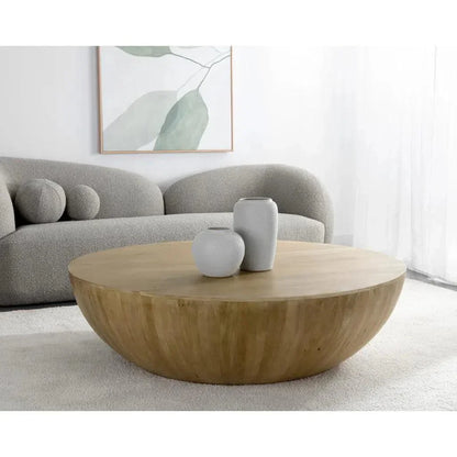 Kinsley Wooden Hand Round Coffee Table - LOOMLAN - SUNPAN - Coffee Tables