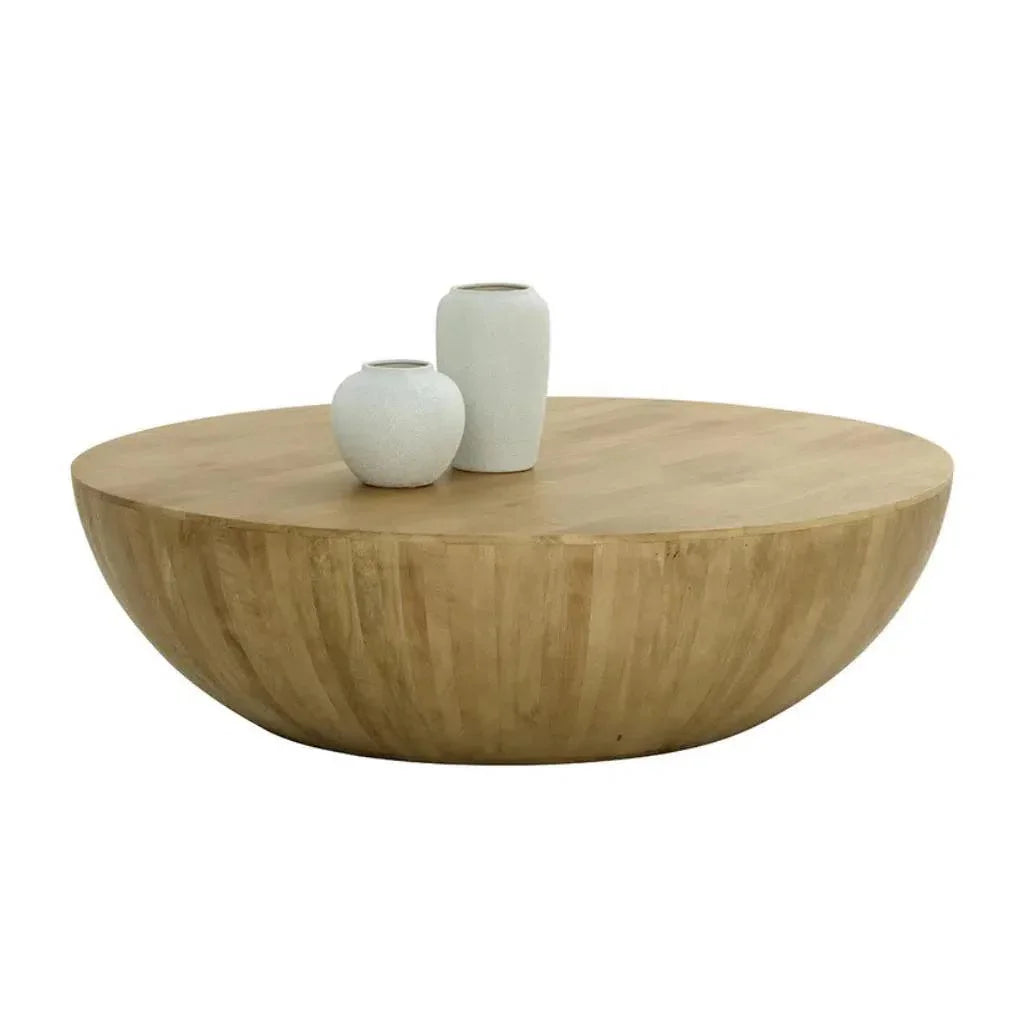 Kinsley Wooden Hand Round Coffee Table - LOOMLAN - SUNPAN - Coffee Tables