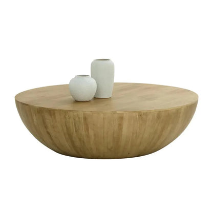 Kinsley Wooden Hand Round Coffee Table - LOOMLAN - SUNPAN - Coffee Tables