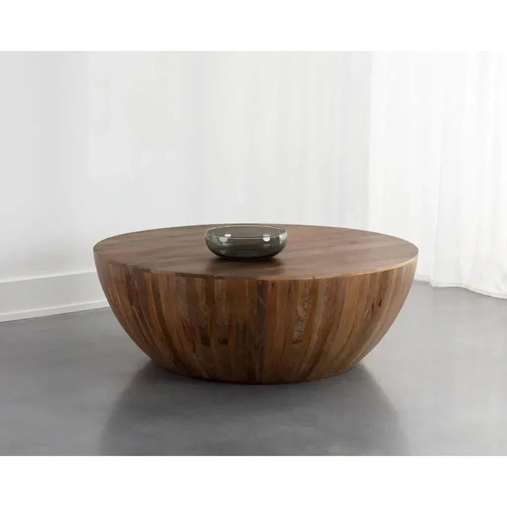 Kinsley Wooden Hand Round Coffee Table - LOOMLAN - SUNPAN - Coffee Tables