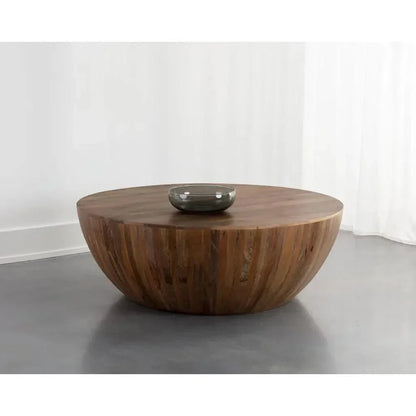 Kinsley Wooden Hand Round Coffee Table - LOOMLAN - SUNPAN - Coffee Tables