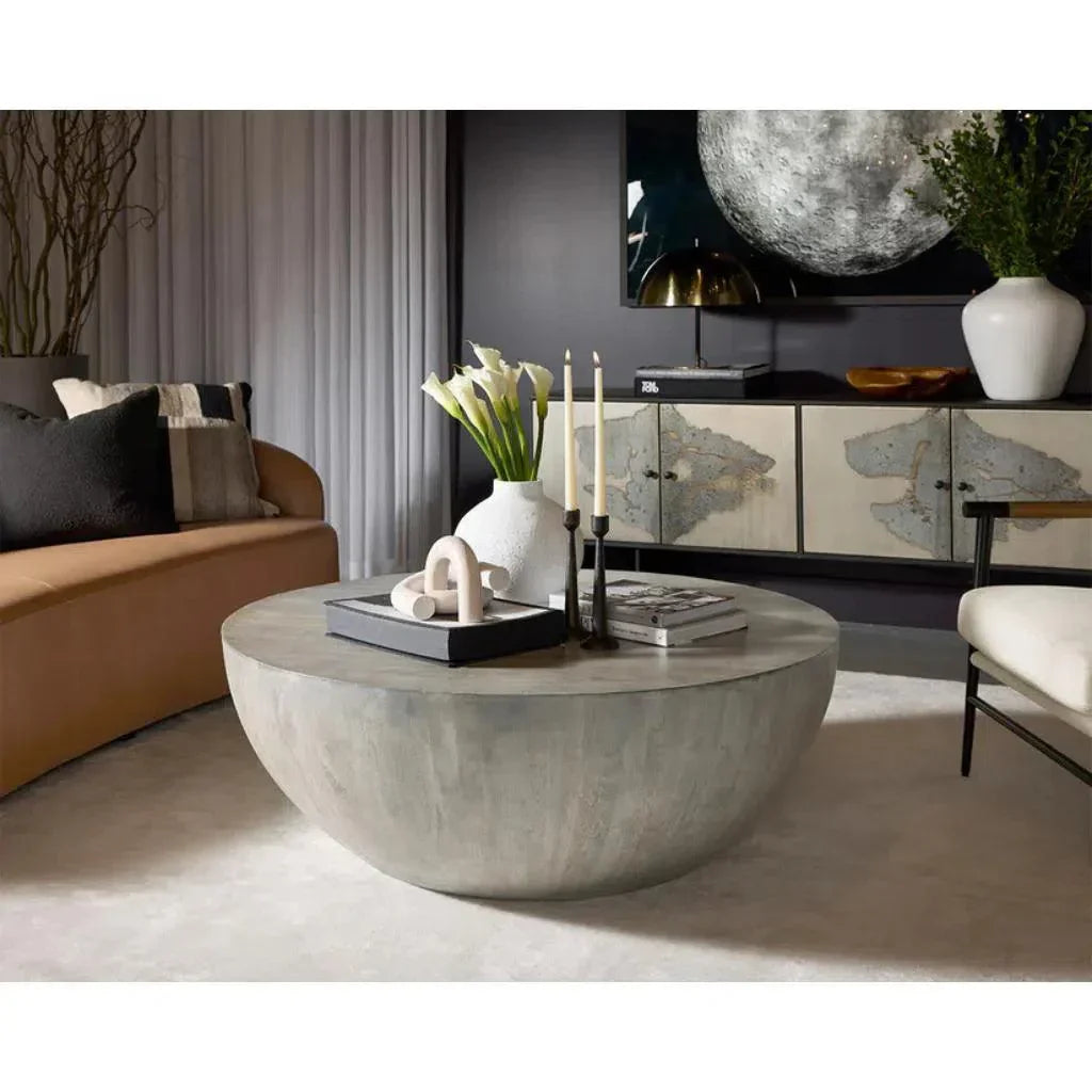 Kinsley Wooden Hand Round Coffee Table - LOOMLAN - SUNPAN - Coffee Tables