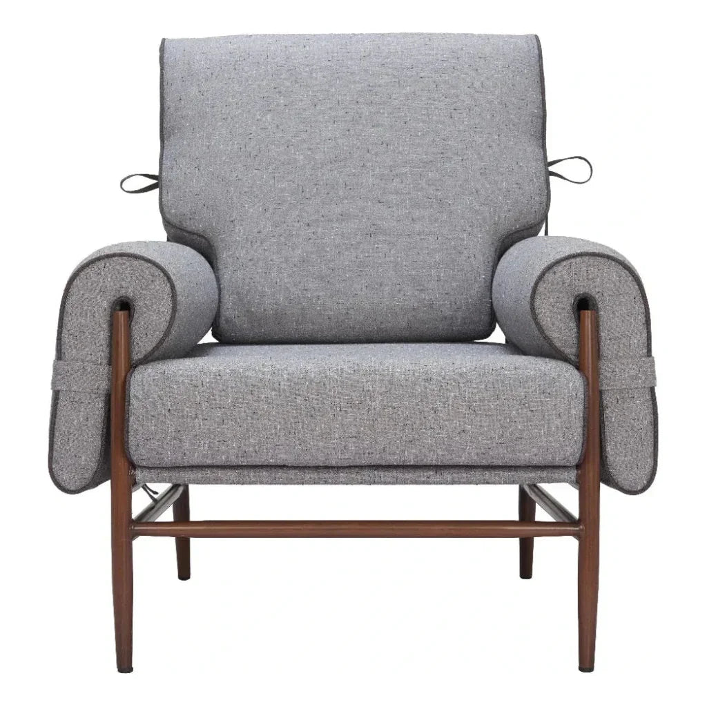 Klem Wood and Steel Gray Accent Arm Chair - LOOMLAN - Zuo Modern - Accent Chairs