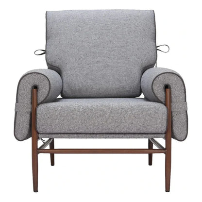 Klem Wood and Steel Gray Accent Arm Chair - LOOMLAN - Zuo Modern - Accent Chairs