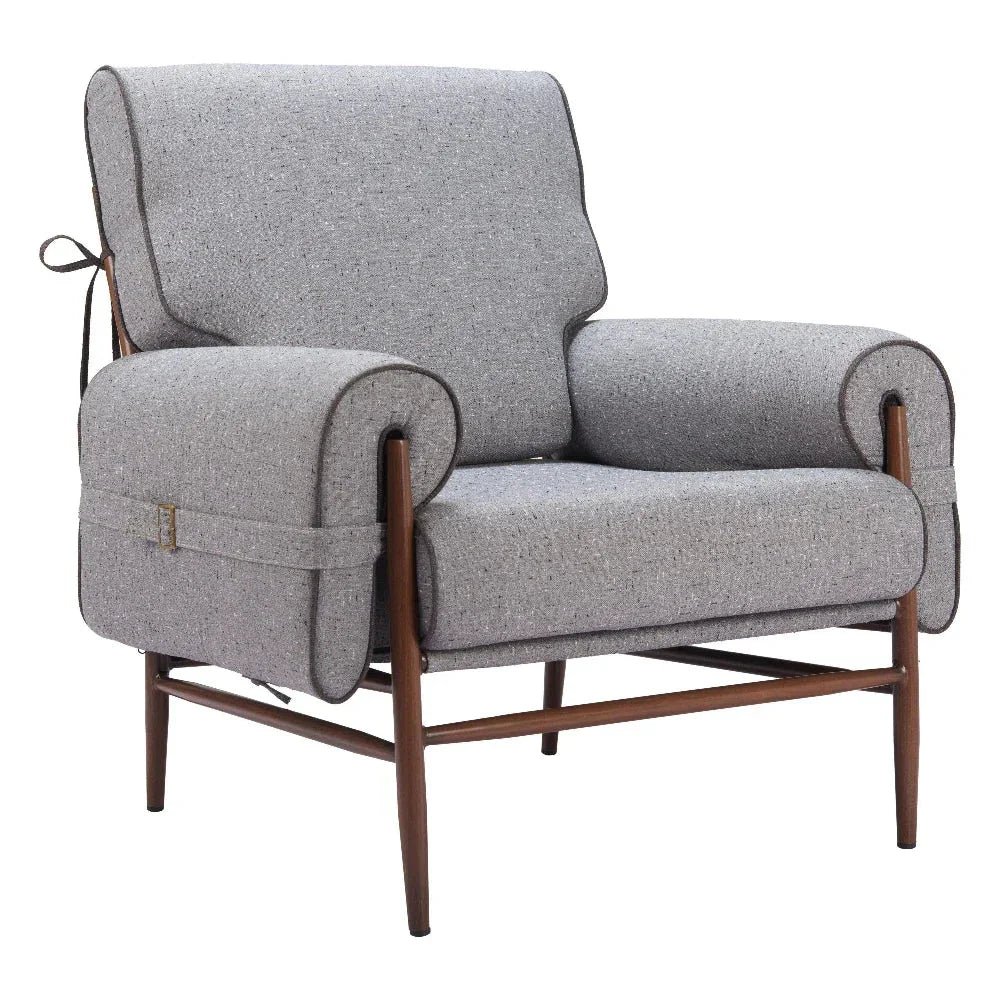 Klem Wood and Steel Gray Accent Arm Chair - LOOMLAN - Zuo Modern - Accent Chairs