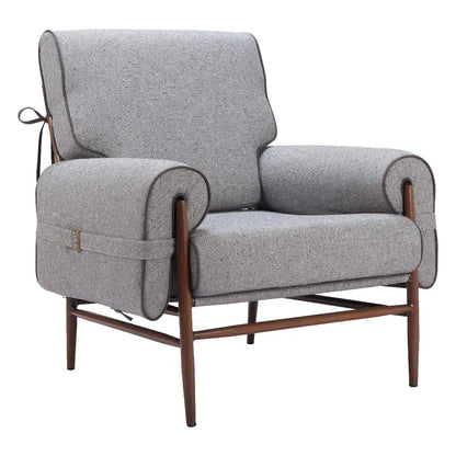 Klem Wood and Steel Gray Accent Arm Chair - LOOMLAN - Zuo Modern - Accent Chairs