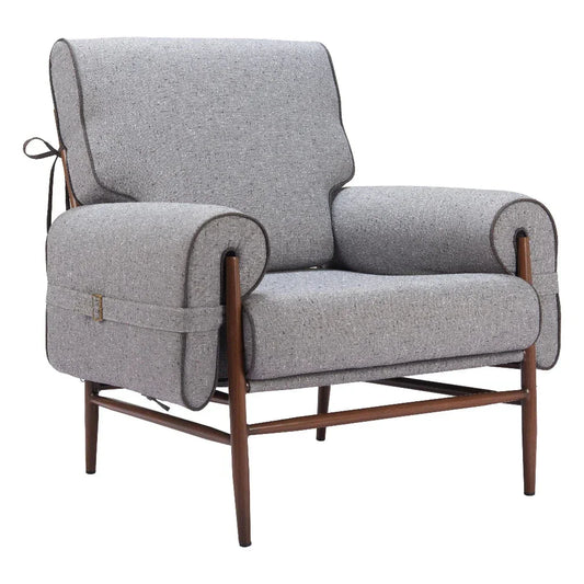 Klem Wood and Steel Gray Accent Arm Chair - LOOMLAN - Zuo Modern - Accent Chairs