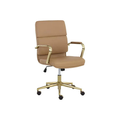 Kleo Leather Stylish Office Chair-Office Chairs-SUNPAN-Tan-LOOMLAN