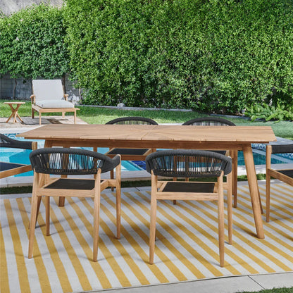 Klint Teak Patio Rectangular Dining Set 7PC-Outdoor Dining Sets-HiTeak-LOOMLAN