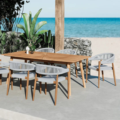 Klint Teak Stackable Rope Patio Dining Armchair 4PC-Outdoor Dining Chairs-HiTeak-LOOMLAN