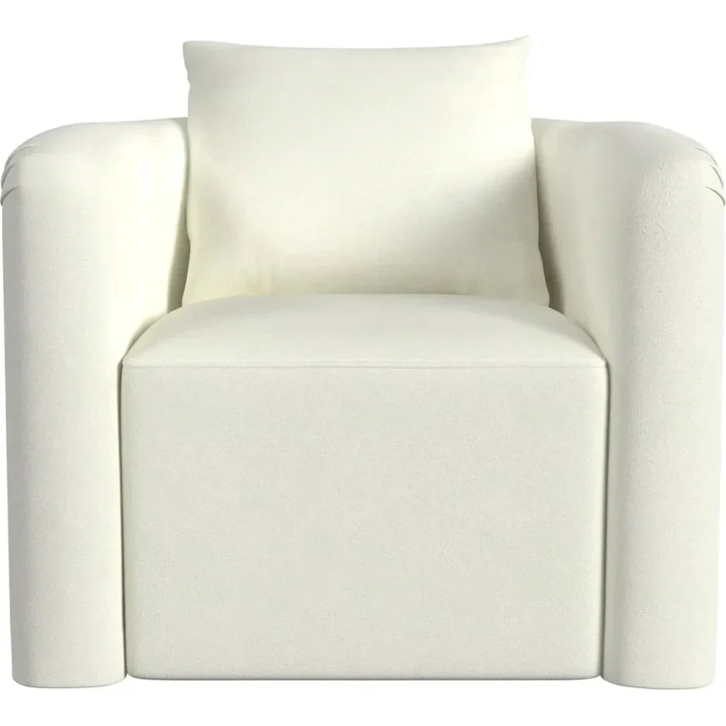 Kloe Wood and Fabric White Accent Arm Chair - LOOMLAN - Bassett Mirror - Club Chairs