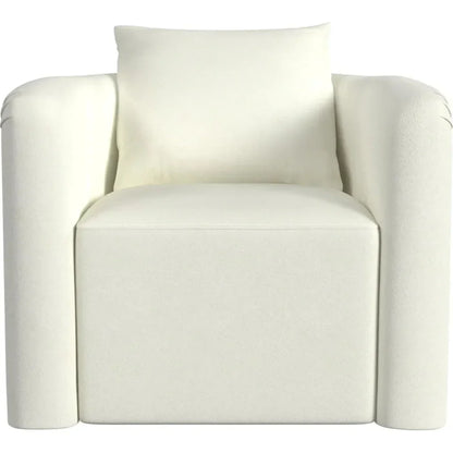 Kloe Wood and Fabric White Accent Arm Chair - LOOMLAN - Bassett Mirror - Club Chairs