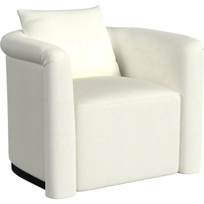 Kloe Wood and Fabric White Accent Arm Chair - LOOMLAN - Bassett Mirror - Club Chairs