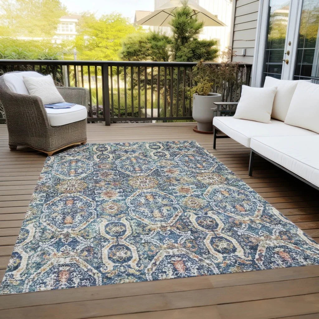 Knotra Blue Washable Indoor - Outdoor Rug - LOOMLAN - LOOMLAN Rugs - Outdoor Rugs