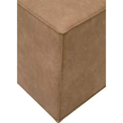 Knox Accent Cube Brown Leather Pouf - LOOMLAN - Essentials For Living - Poufs and Stools