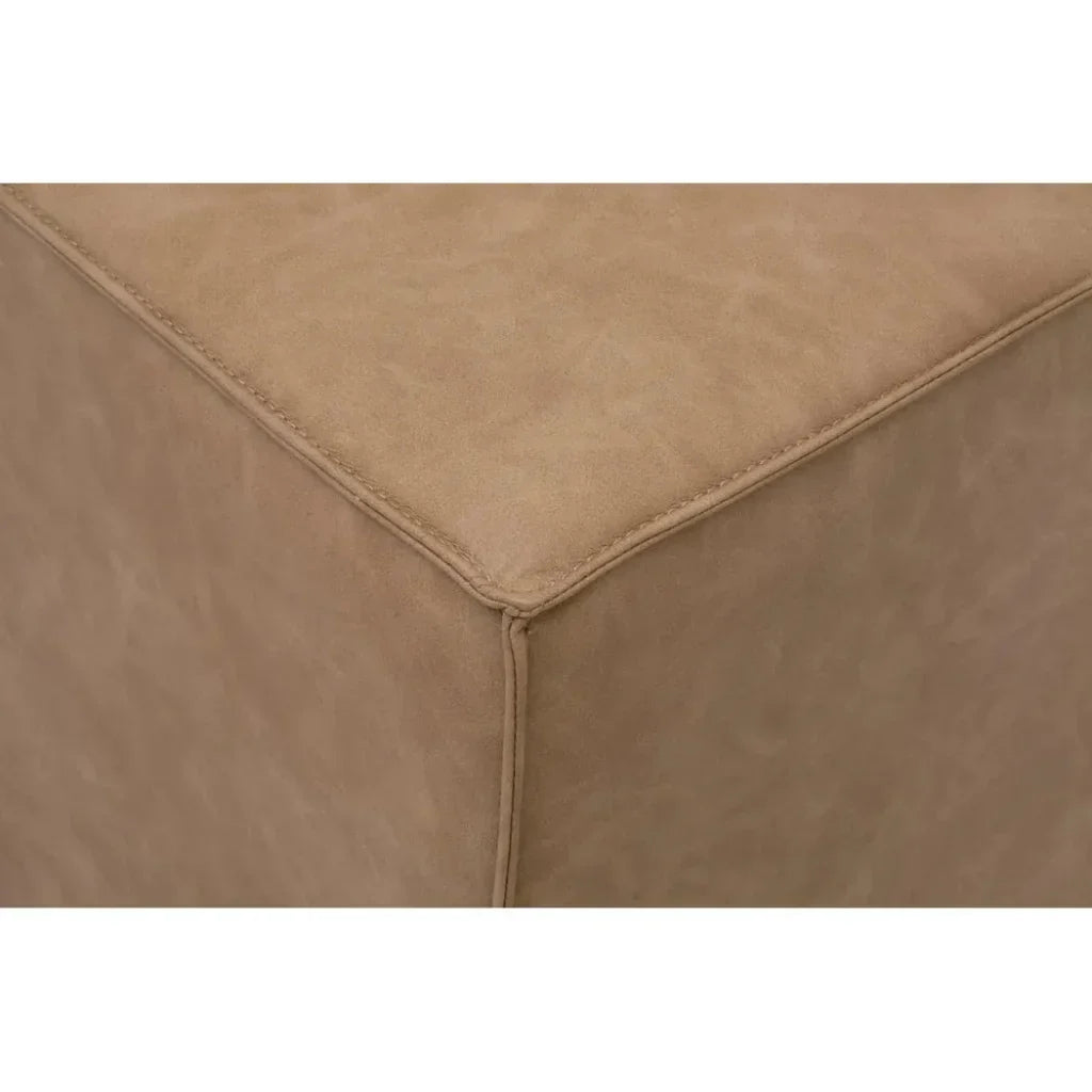 Knox Accent Cube Brown Leather Pouf - LOOMLAN - Essentials For Living - Poufs and Stools