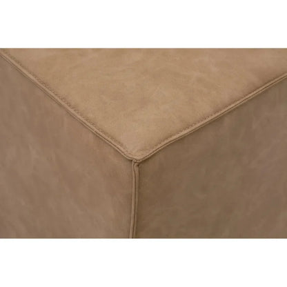 Knox Accent Cube Brown Leather Pouf - LOOMLAN - Essentials For Living - Poufs and Stools