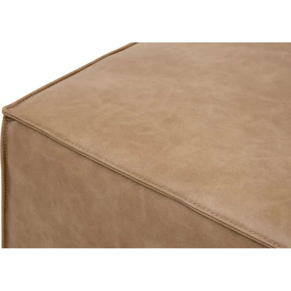 Knox Accent Cube Brown Leather Pouf - LOOMLAN - Essentials For Living - Poufs and Stools