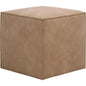 Knox Accent Cube Brown Leather Pouf - LOOMLAN - Essentials For Living - Poufs and Stools