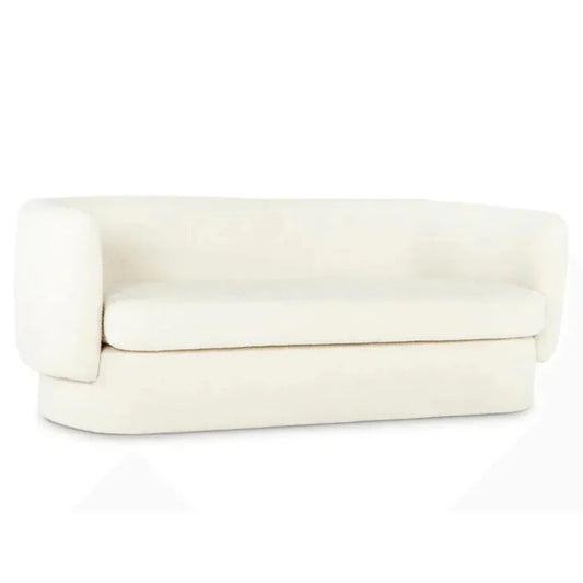 Koba Boucle White Sherpa Barrel Sofa - LOOMLAN - Moe's Home - Sofas & Loveseats