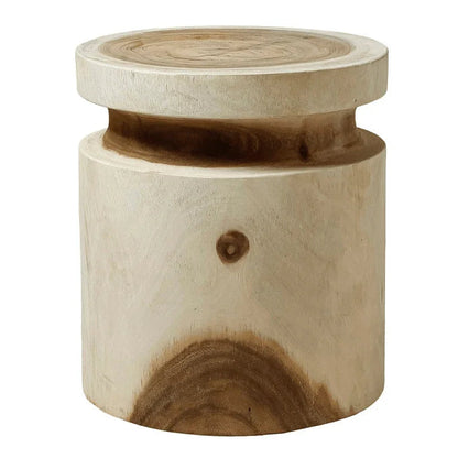 Kofi Natural Suar Wooden Outdoor Stool-Garden Stools-Artesia-LOOMLAN