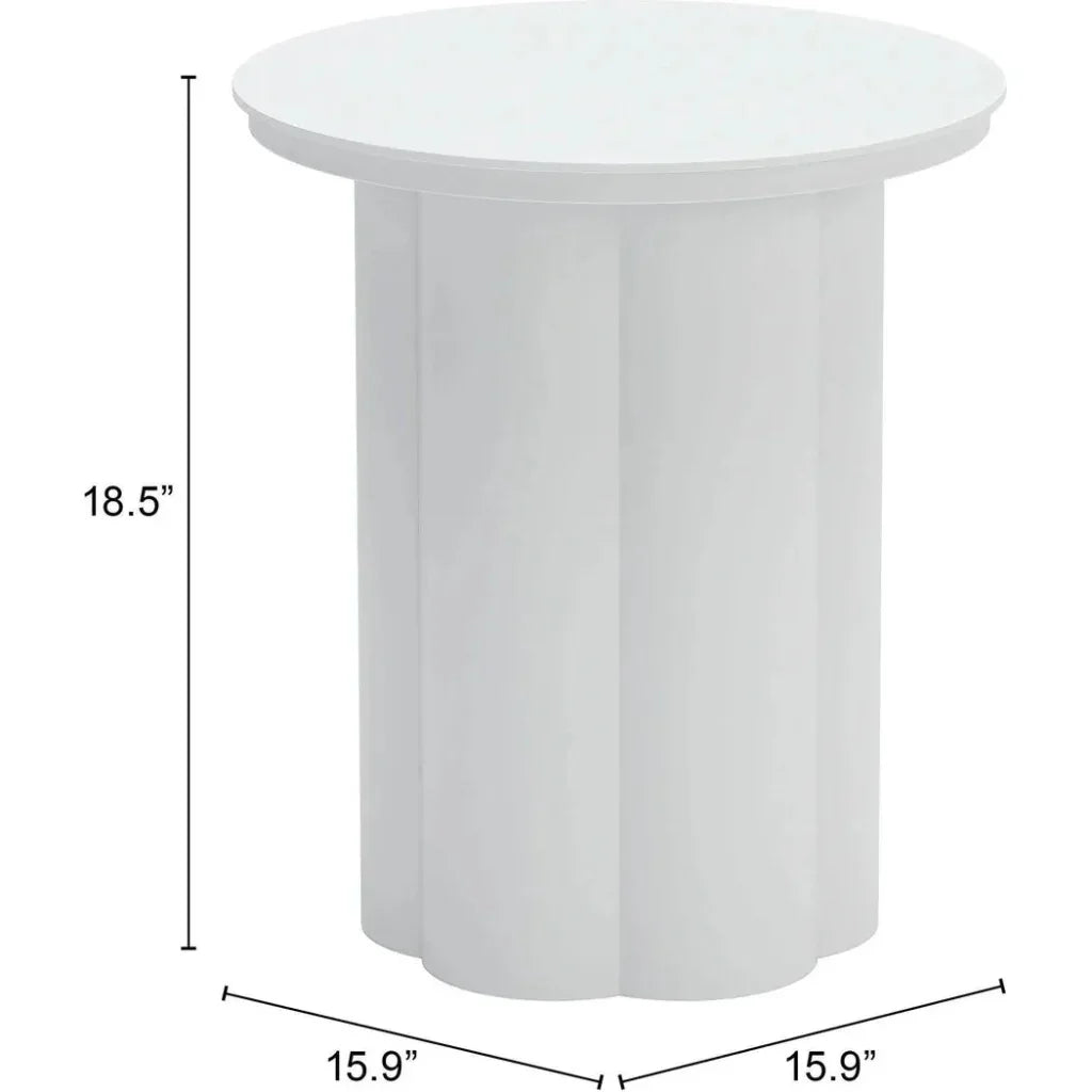 Kogur Aluminum White Round Side Table - LOOMLAN - Zuo Modern - Outdoor Side Tables