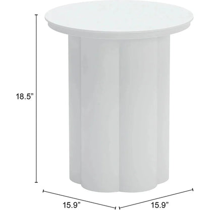 Kogur Aluminum White Round Side Table - LOOMLAN - Zuo Modern - Outdoor Side Tables