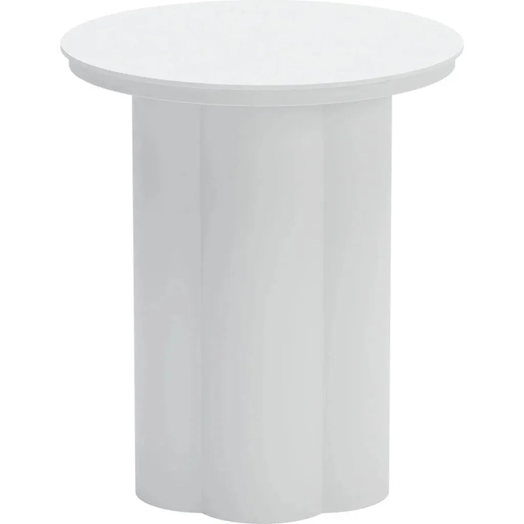 Kogur Aluminum White Round Side Table - LOOMLAN - Zuo Modern - Outdoor Side Tables