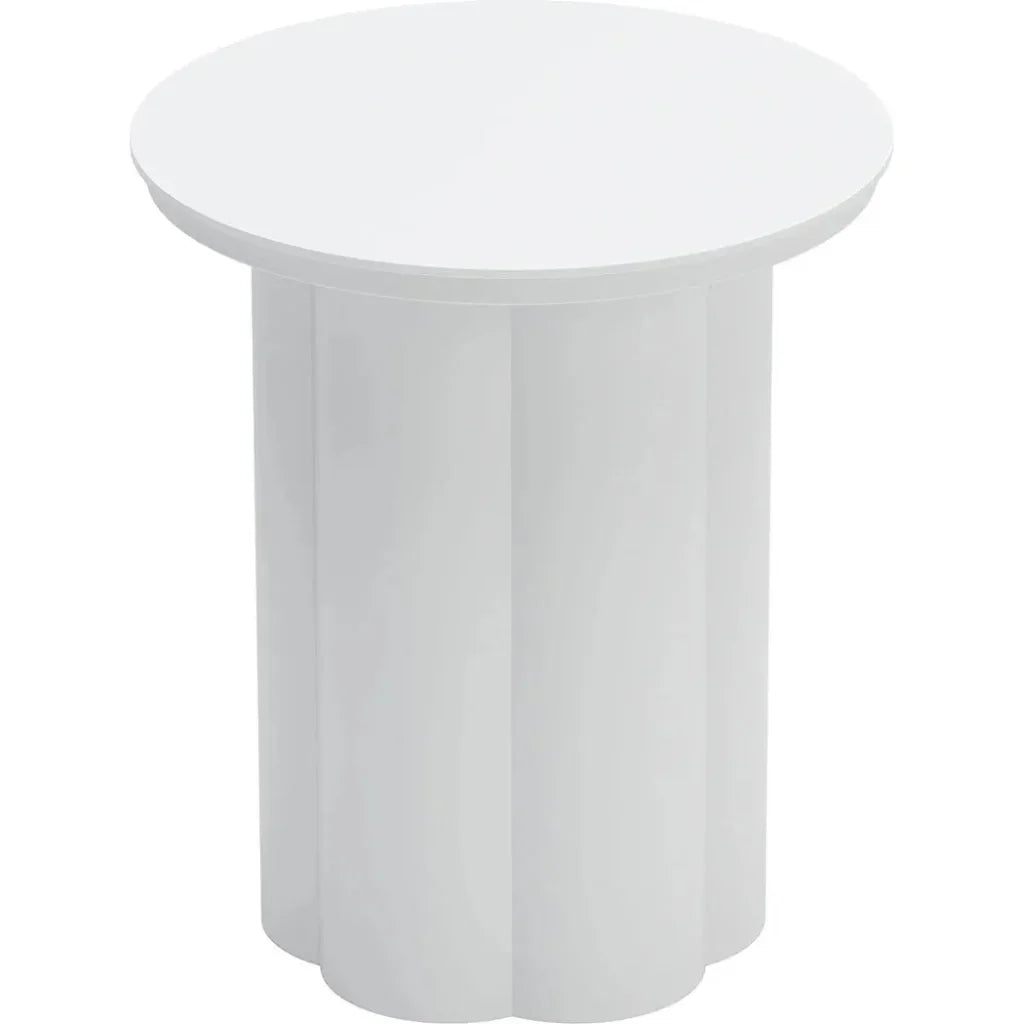 Kogur Aluminum White Round Side Table - LOOMLAN - Zuo Modern - Outdoor Side Tables