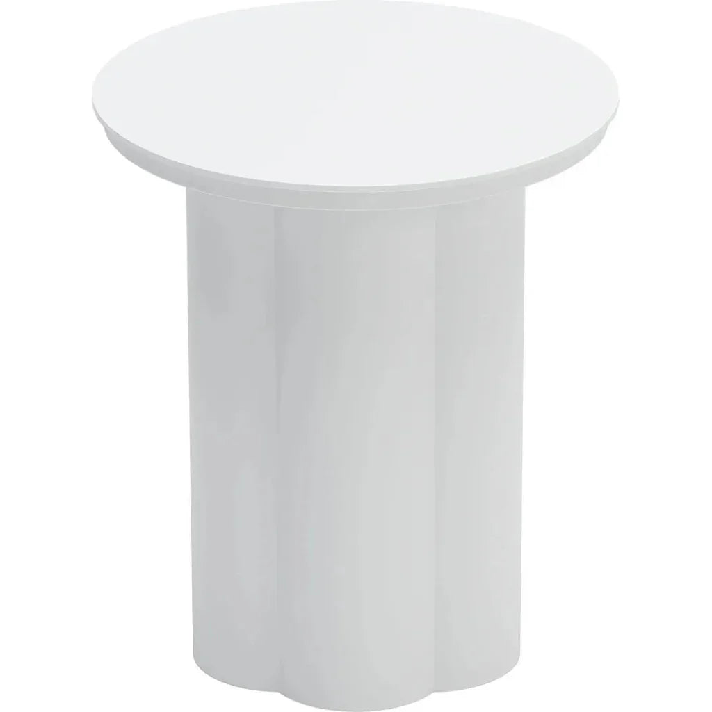 Kogur Aluminum White Round Side Table - LOOMLAN - Zuo Modern - Outdoor Side Tables