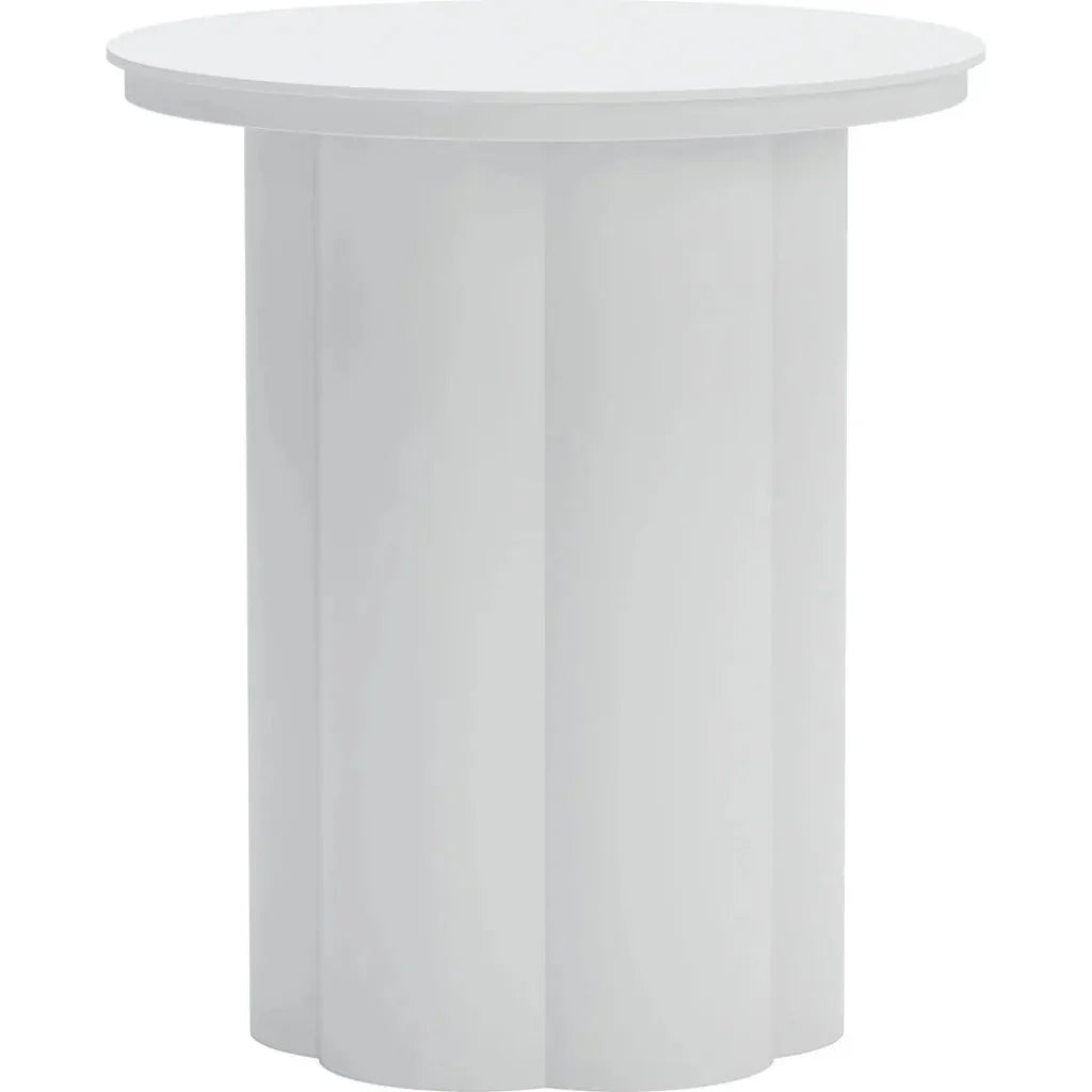 Kogur Aluminum White Round Side Table - LOOMLAN - Zuo Modern - Outdoor Side Tables