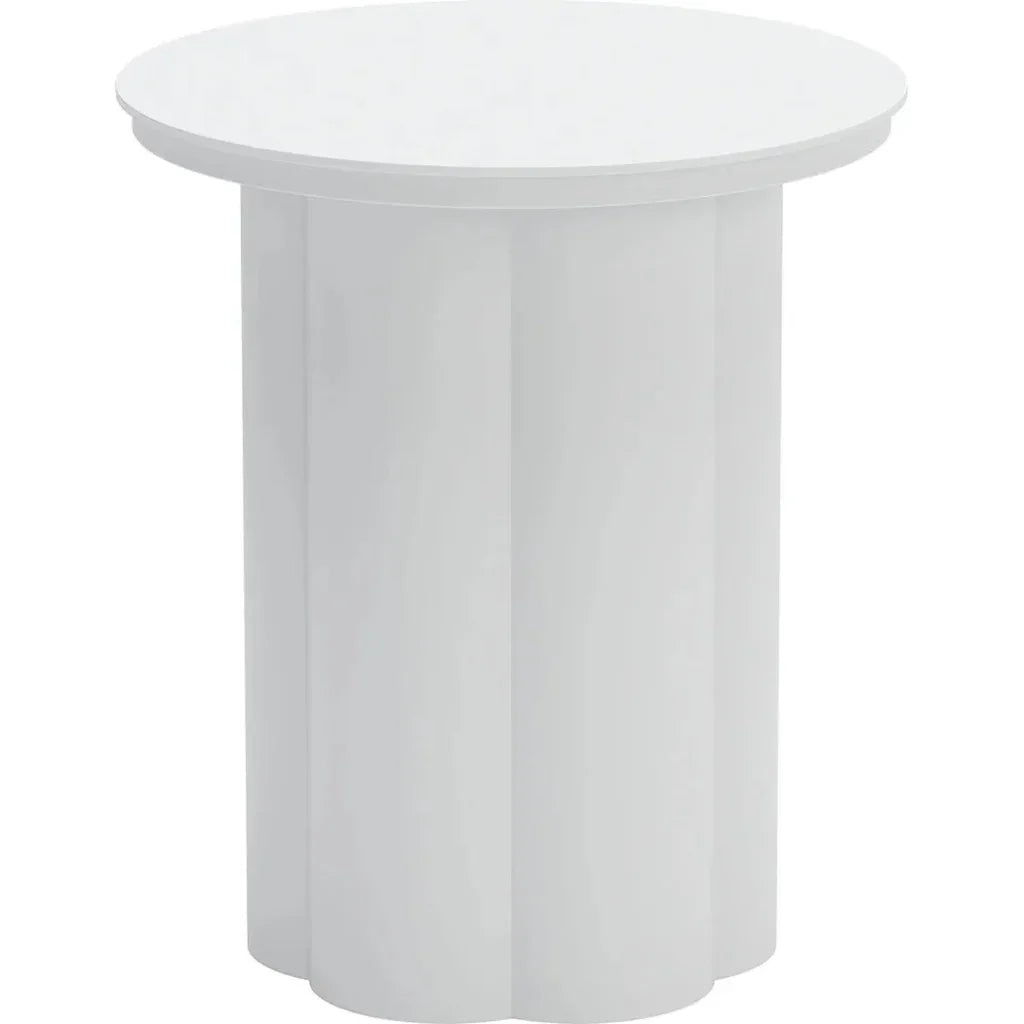 Kogur Aluminum White Round Side Table - LOOMLAN - Zuo Modern - Outdoor Side Tables