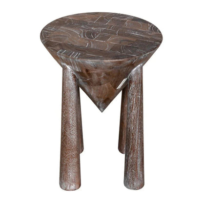 Kongo Conical Base Wooden Side Table - LOOMLAN - Noir - Side Tables