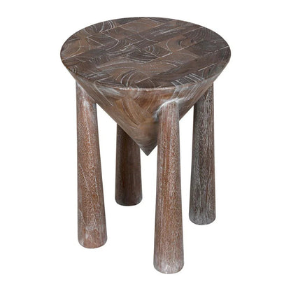 Kongo Conical Base Wooden Side Table - LOOMLAN - Noir - Side Tables