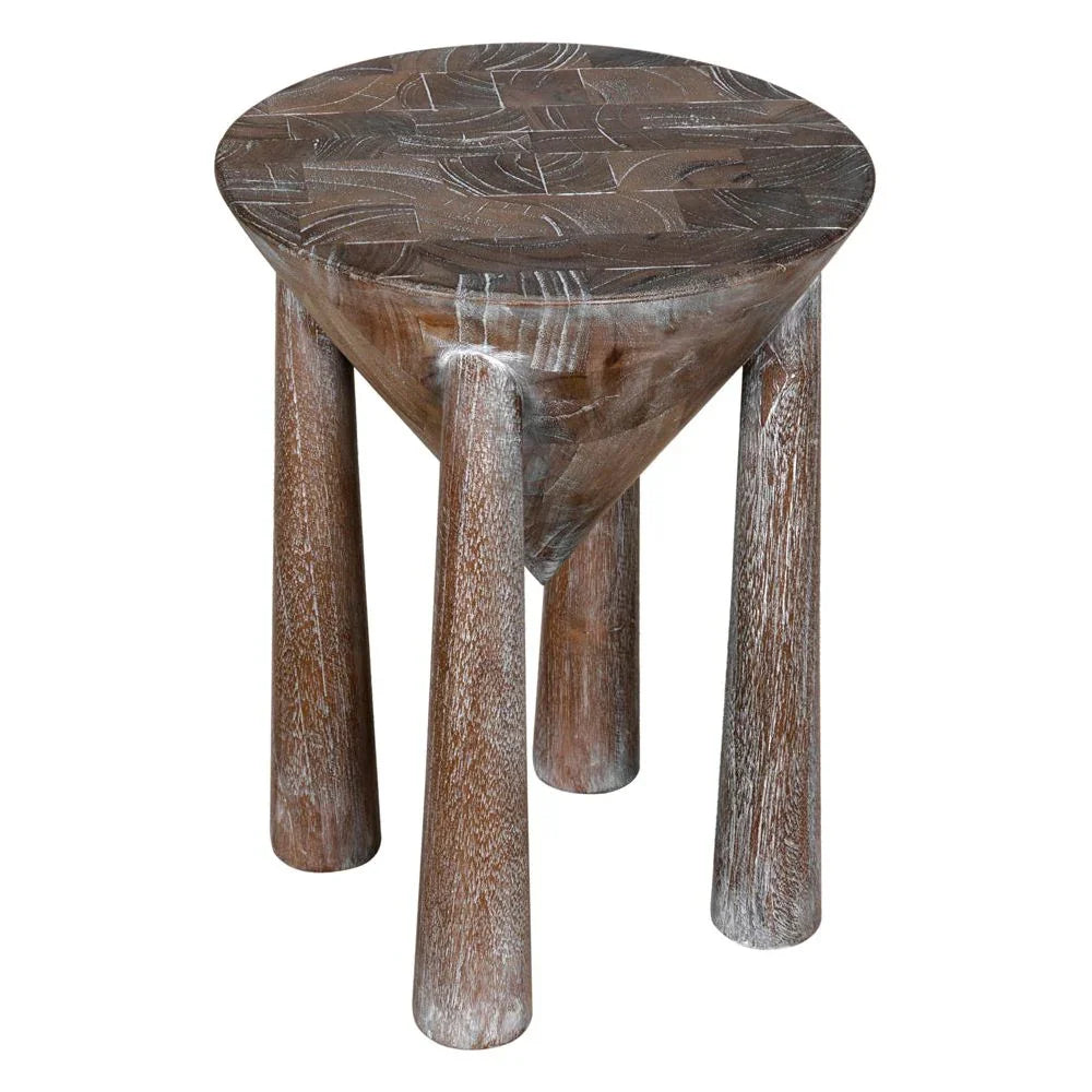 Kongo Conical Base Wooden Side Table - LOOMLAN - Noir - Side Tables