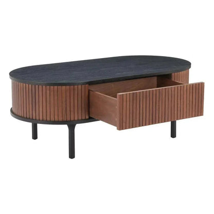 Koriana Wood Black & Walnut Oval Coffee Table - LOOMLAN - Zuo Modern - Coffee Tables