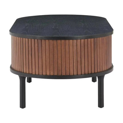 Koriana Wood Black & Walnut Oval Coffee Table - LOOMLAN - Zuo Modern - Coffee Tables