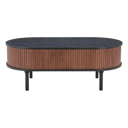 Koriana Wood Black & Walnut Oval Coffee Table - LOOMLAN - Zuo Modern - Coffee Tables