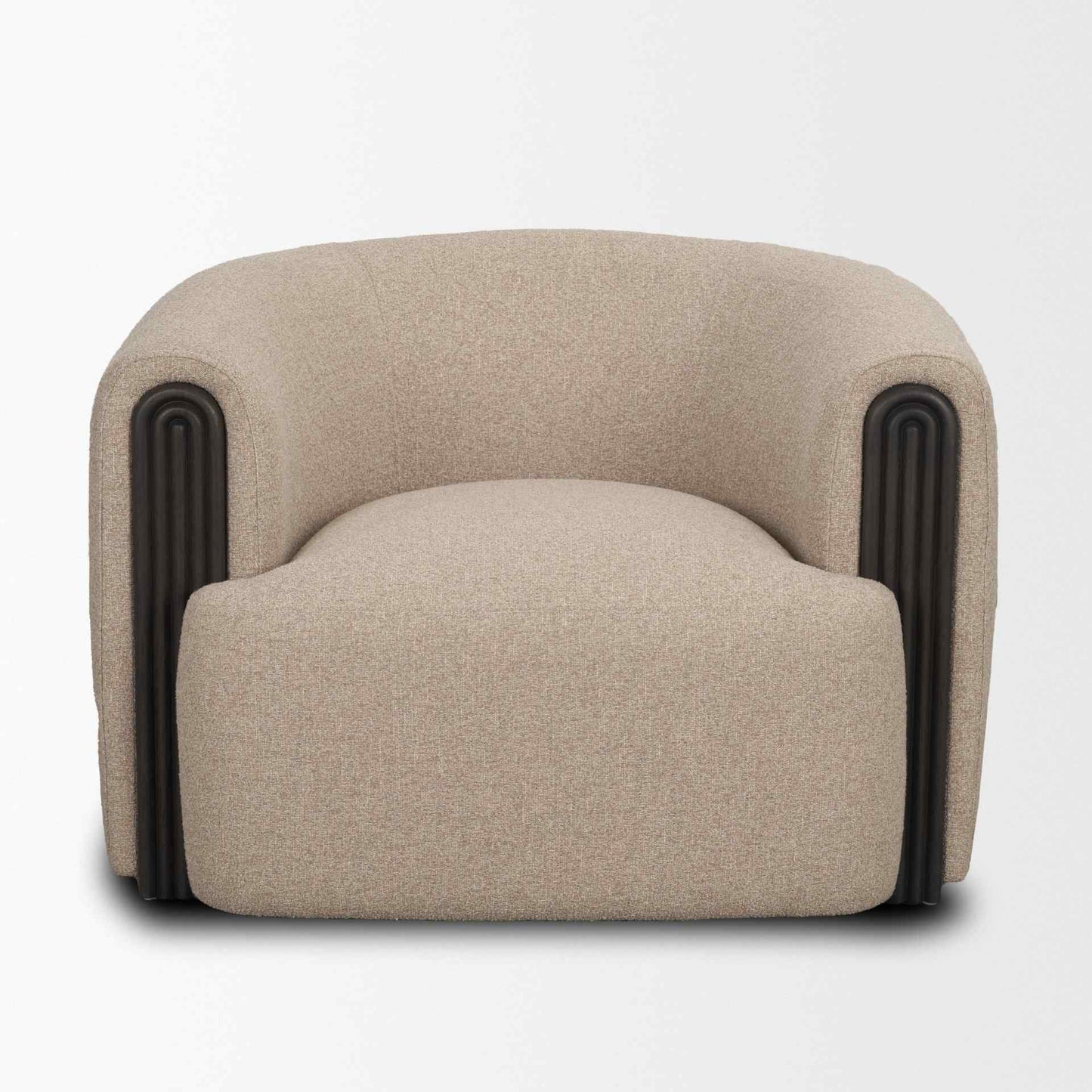 Kornelia Textured Mushroom Fabric Barrel Club Chair