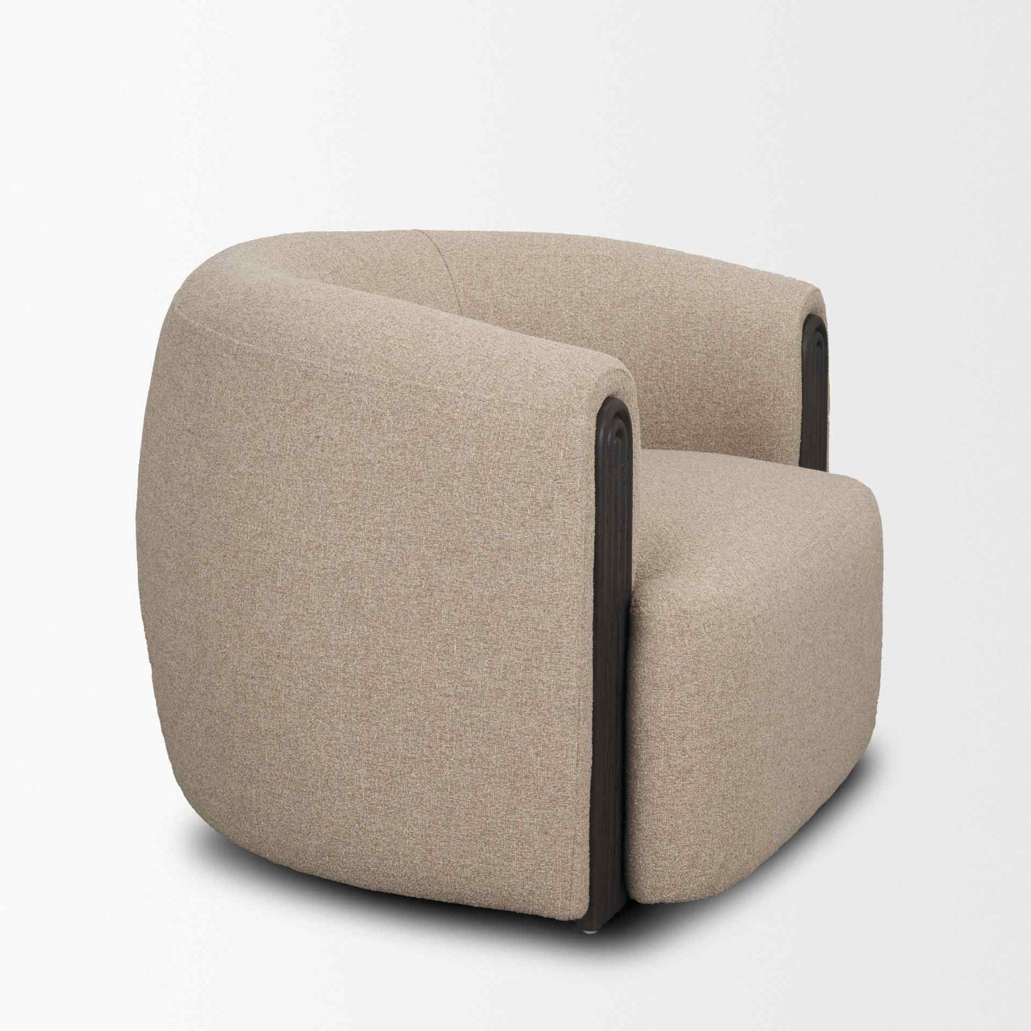 Kornelia Textured Mushroom Fabric Barrel Club Chair