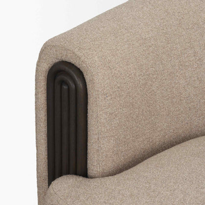 Kornelia Textured Mushroom Fabric Barrel Club Chair